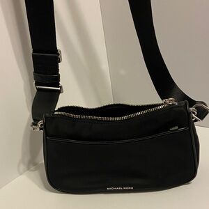 Michael Kors Black nylon crossbody with Silver Accents